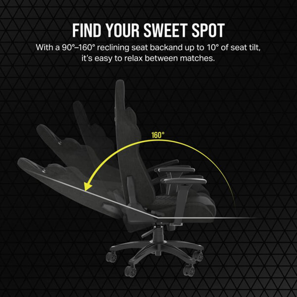 Corsair TC100 Relaxed Fabric Gaming Chair, Black/Grey